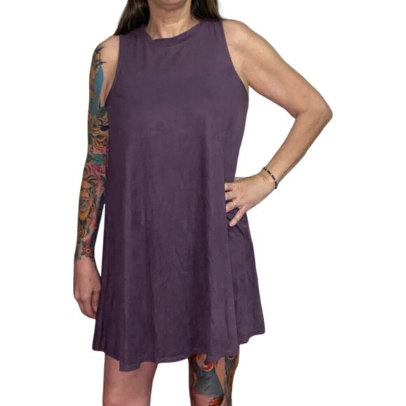Sz.XL*Pink Republic*Purple Mock-Neck Velour-ish Mini Dress - Picture 1 of 9
